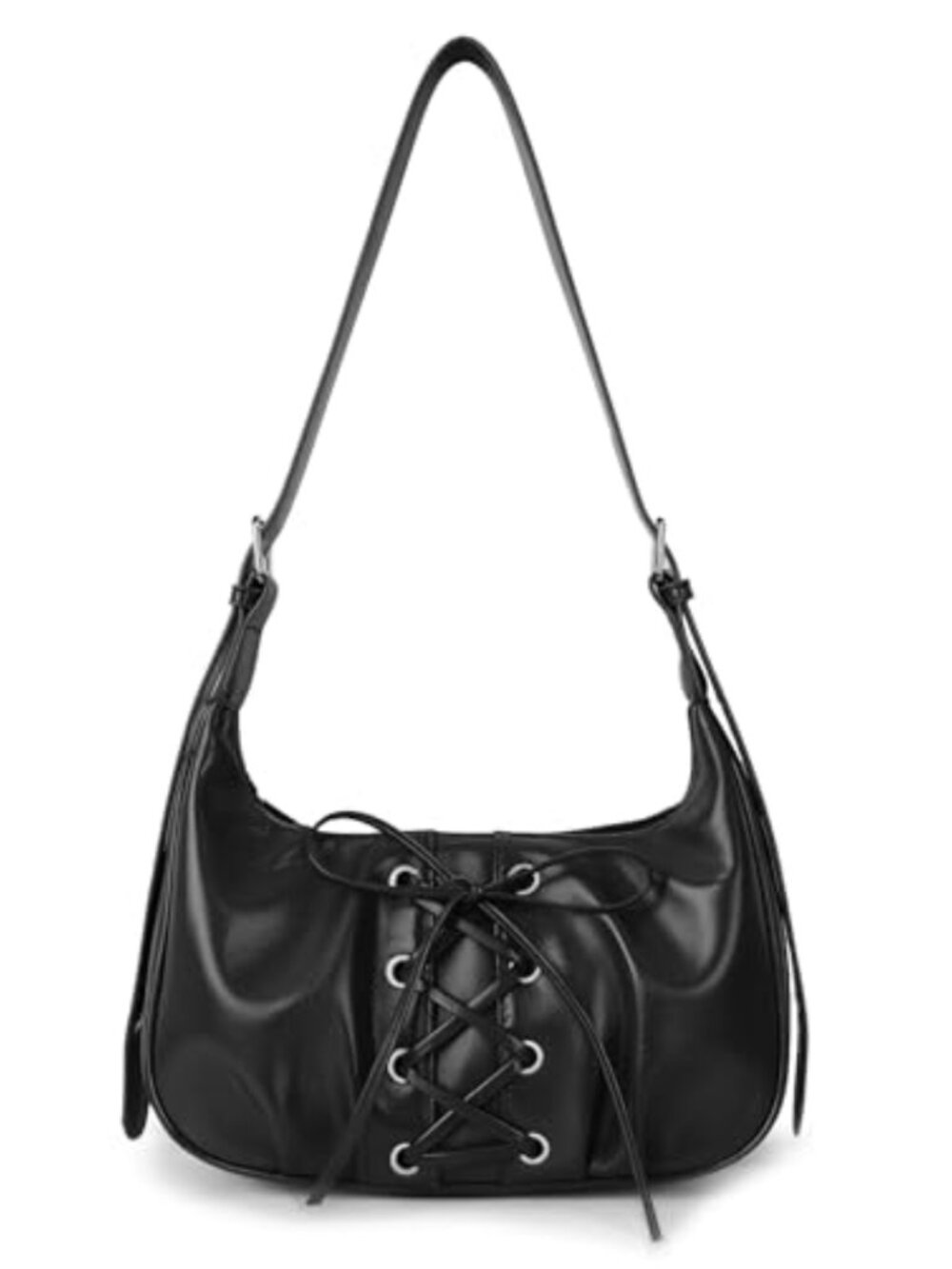 Y2K Faux Leather Hobo Shoulder Bag Cute Small Bow Purse